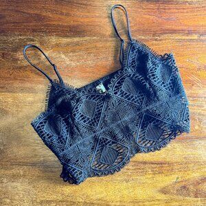 Free People Black Lace Bralette Cropped Cami Top